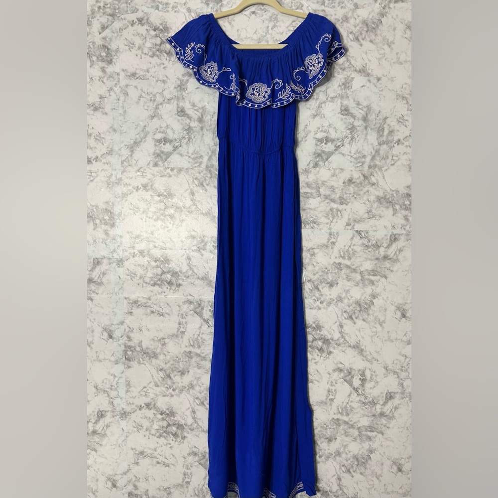 Flying Tomato Women Elegant Blue Maxi Dress Sz XS EUC.     21